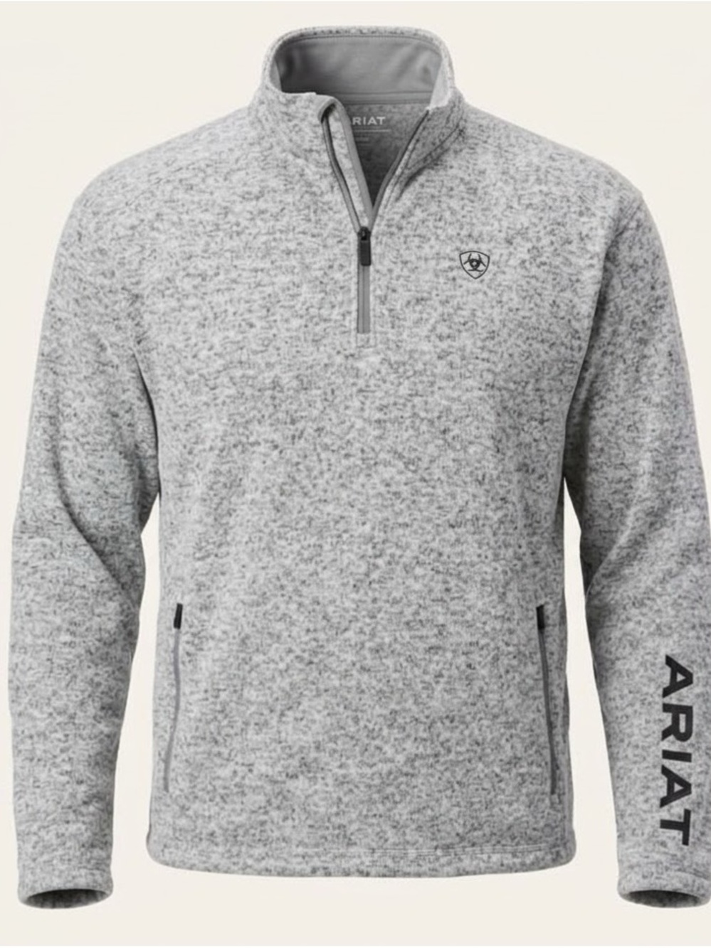 Ariat Men’s Nulla Heather Caldwell logo Light Gray Zip-Up Sweater